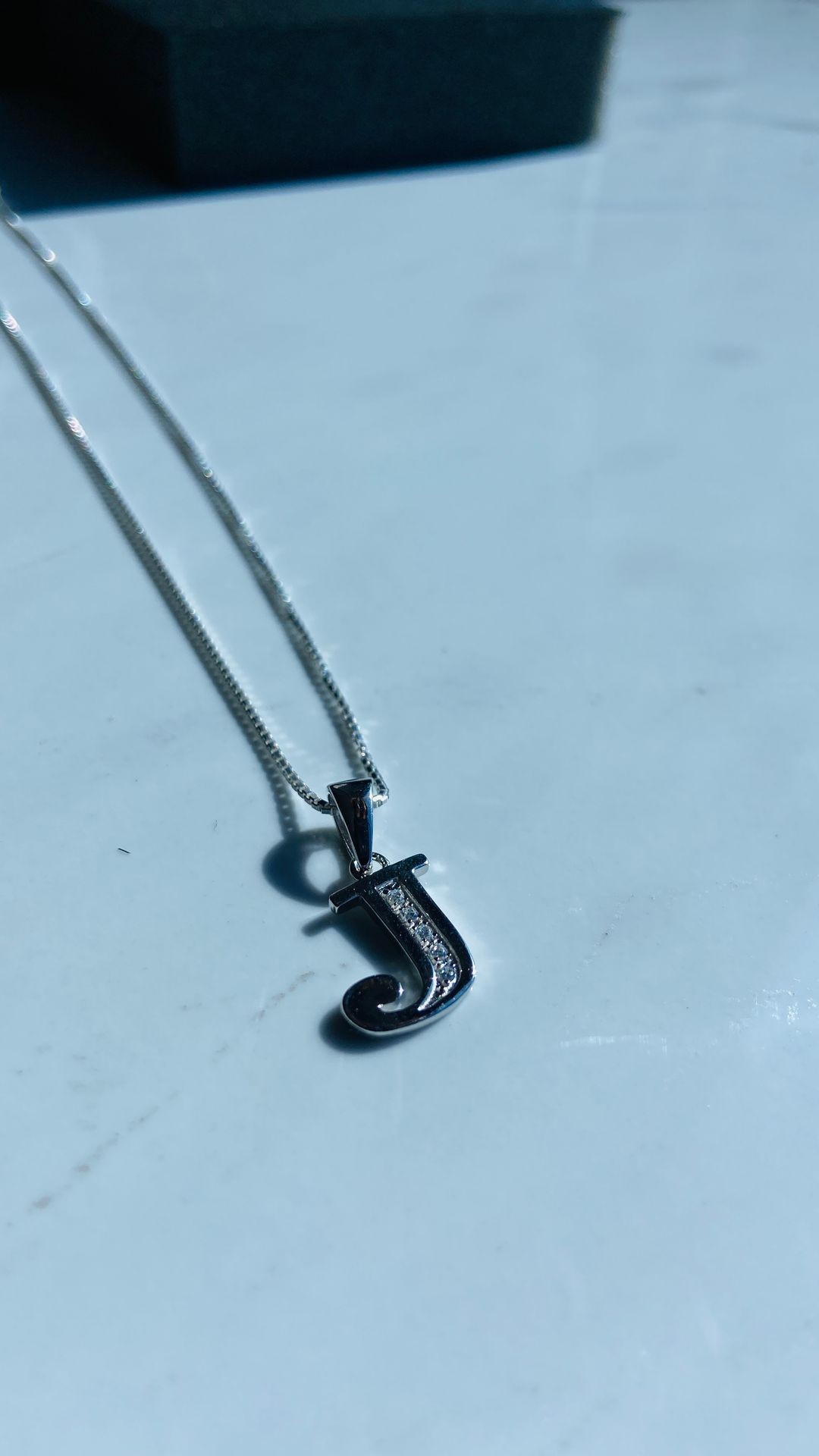 Letter J white gold silver chain necklace diamonds exclusive Deep Shine Jewellers jewellery jewelry 925 silver kingdom your time to shine 